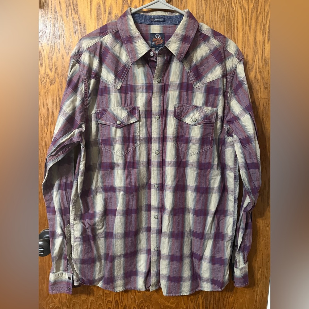 Moonshine Spirit Purple and Cream Plaid long sleeve